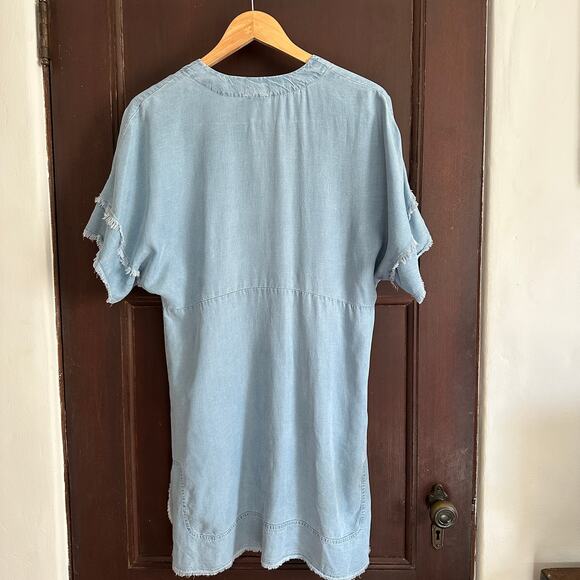 SUBOO | Dubious Hemingway Denim Chambray Raw Hem Dress Swim Cover Up| Sz 6 - Picture 9 of 10